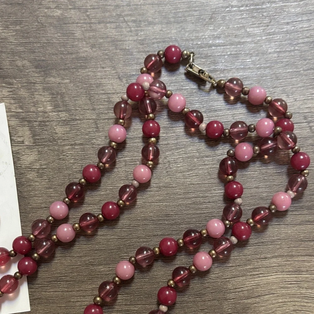 Pink Agate Drop Earrings + Beaded Necklace - Picture 6 of 6